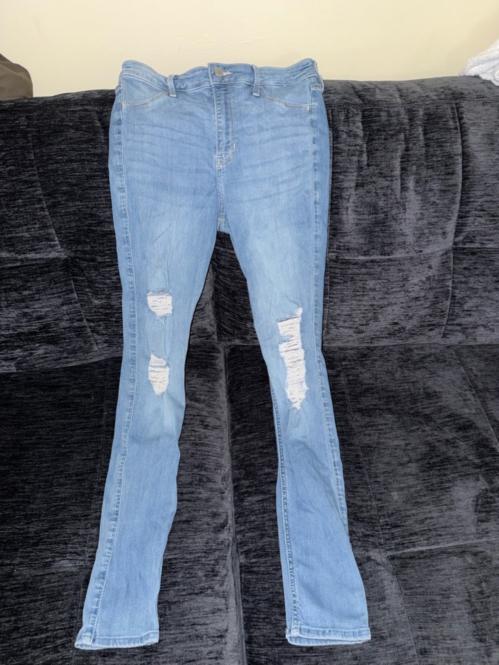 Hollister Light Blue Distressed High Rise Jean Leggings